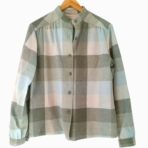 Girl's Vintage 1970's Young Pendleton Plaid 100% Wool Jacket Button-Up Shirt - Picture 2 of 9